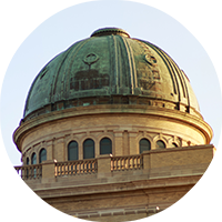 The copper dome of the Academic Building.